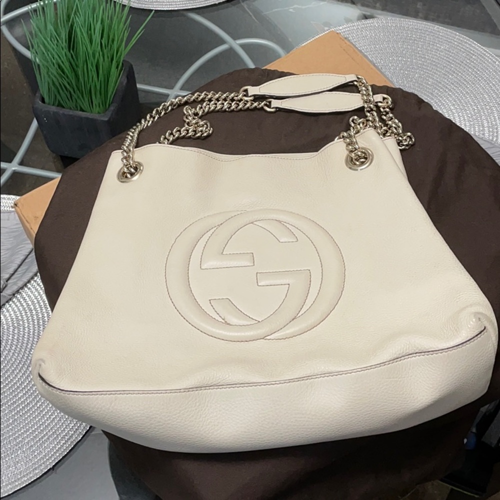 Gucci Cream Leather Shoulder Bag